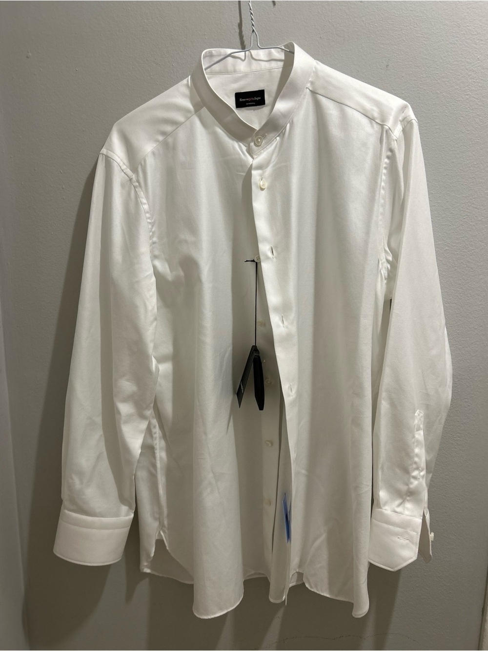 Ermenegildo Zegna White Mandarin Collar Shirt - 100% Cotton - Size medium